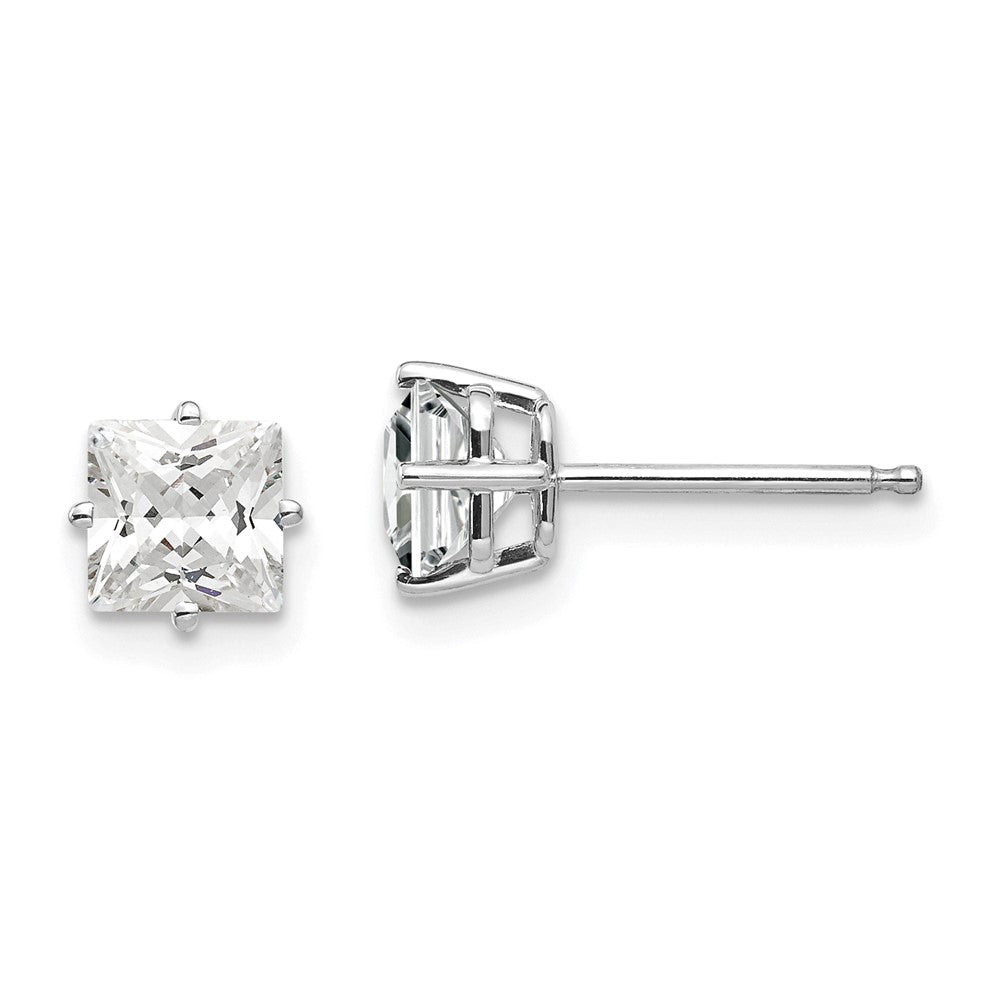14K Weißgold Ohrringe mit Zirkonia, 5 mm