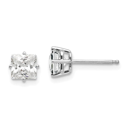 14K Weißgold Ohrringe mit Zirkonia, 5 mm
