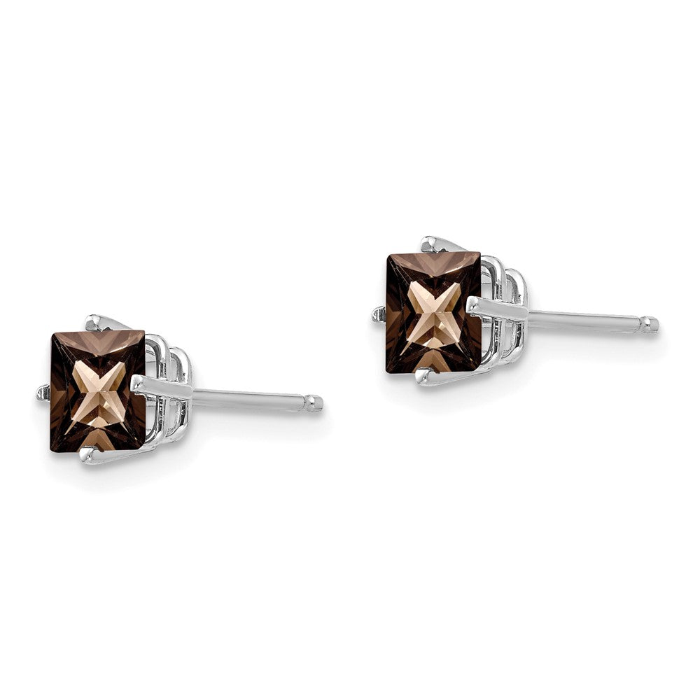 14K Weißgold Ohrringe mit 5 mm quadratischem rauchig-gelbem Goldquarz