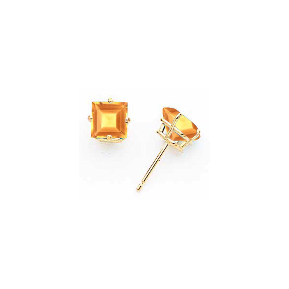 14K Gelbgold Ohrringe mit 6-mm-Citrin im Princess-Schliff