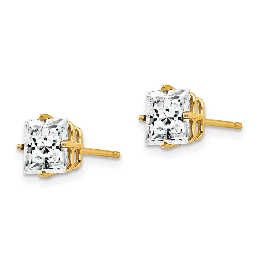 14K Gelbgold Ohrringe mit 6-mm-Zirkonia im Princess-Schliff