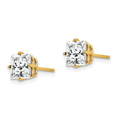 14K Gelbgold Ohrringe mit 6-mm-Zirkonia im Princess-Schliff