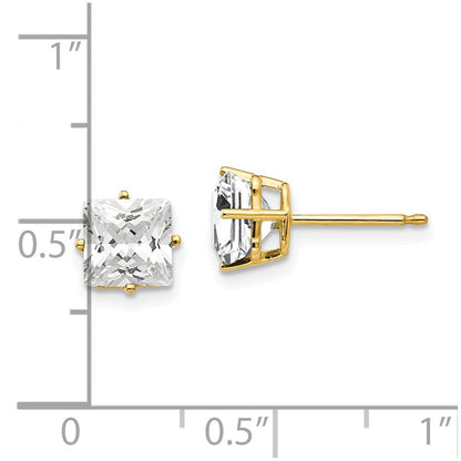 14K Gelbgold Ohrringe mit 6-mm-Zirkonia im Princess-Schliff