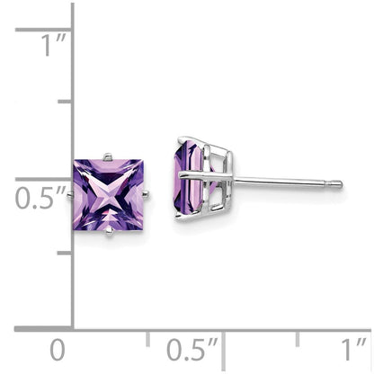 14K Weißgold Ohrringe mit 6-mm-Amethyst im Princess-Schliff