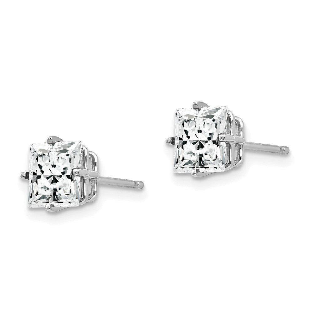 14K Weißgold Ohrringe mit Zirkonia im Princess-Schliff, 6 mm