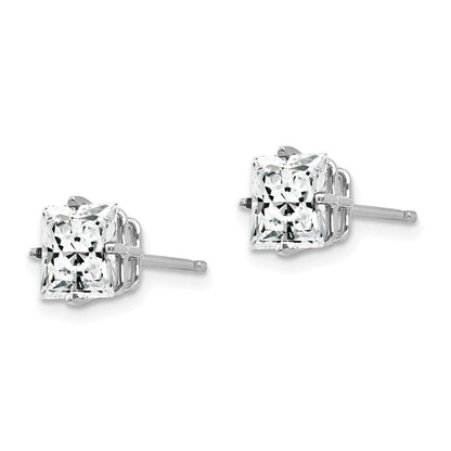 14K Weißgold Ohrringe mit Zirkonia im Princess-Schliff, 6 mm