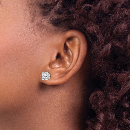 14K Weißgold Ohrringe mit Zirkonia im Princess-Schliff, 6 mm