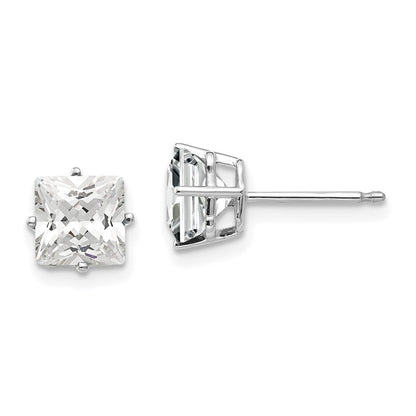 14K Weißgold Ohrringe mit Zirkonia im Princess-Schliff, 6 mm