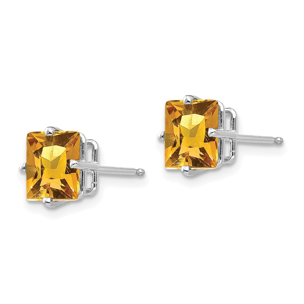 7 mm Ohrringe mit Citrin im Prinzess-Schliff aus 14K Weißgold