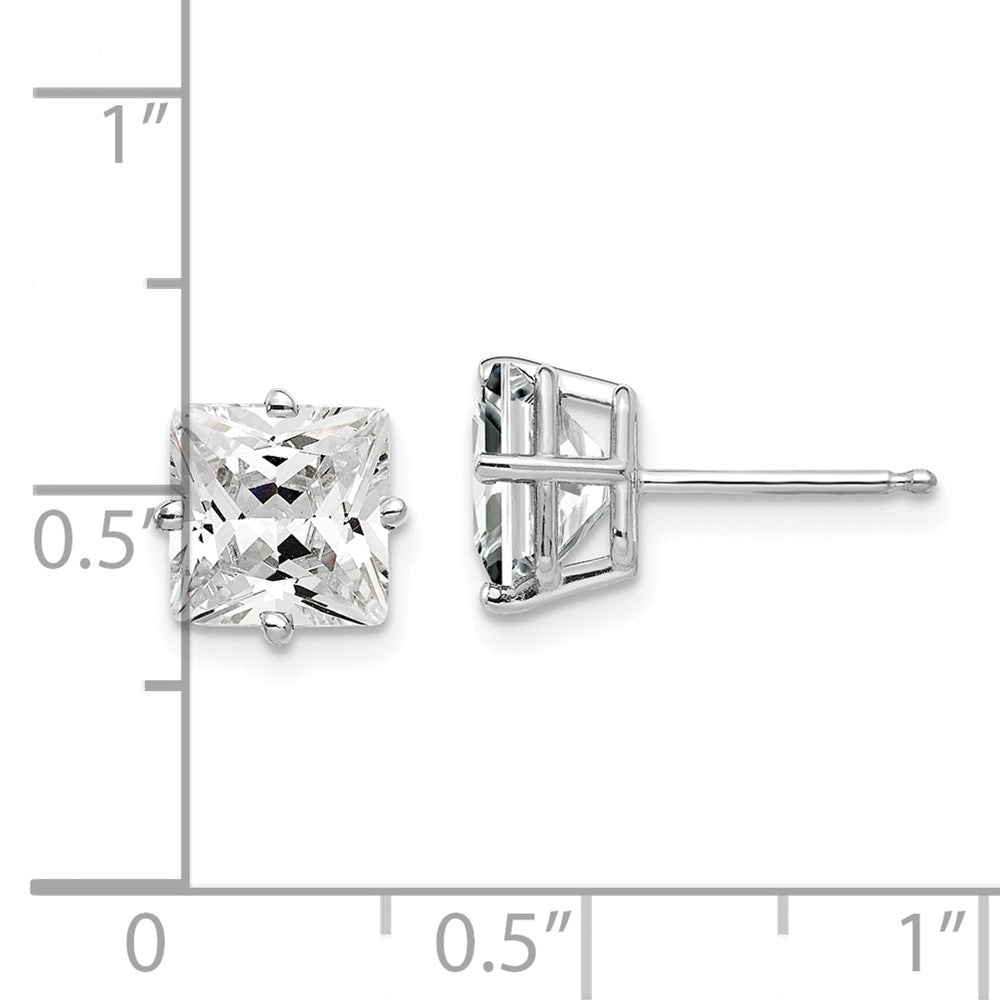 14K Weißgold Ohrringe mit Zirkonia, 7 mm