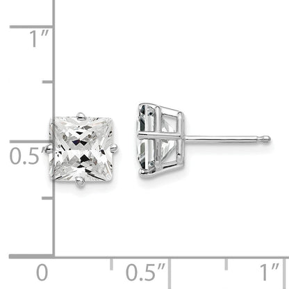 14K Weißgold Ohrringe mit Zirkonia, 7 mm