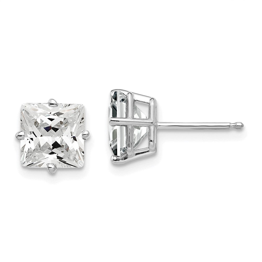 14K Weißgold Ohrringe mit Zirkonia, 7 mm