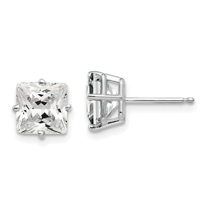14K Weißgold Ohrringe mit Zirkonia, 7 mm