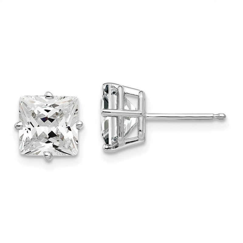 14K Weißgold Ohrringe mit Zirkonia, 7 mm