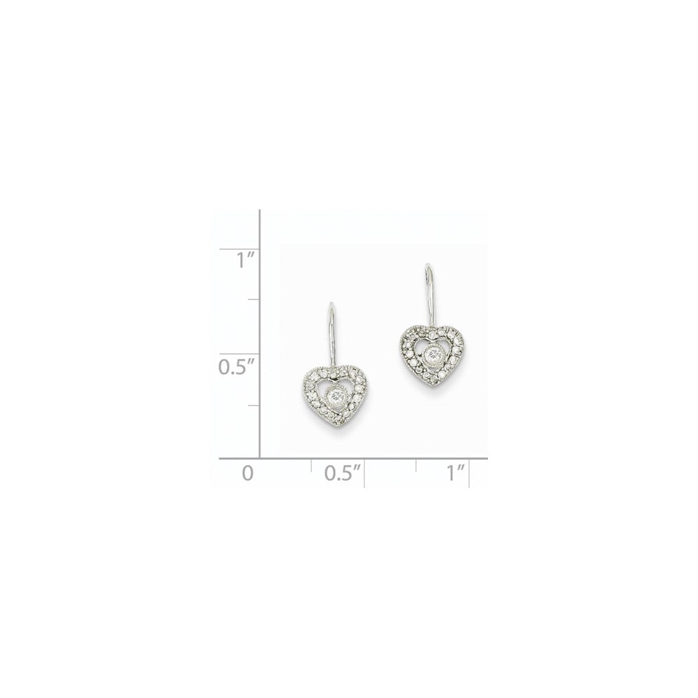 14K Weißgold Diamant-Herz-Ohrringe