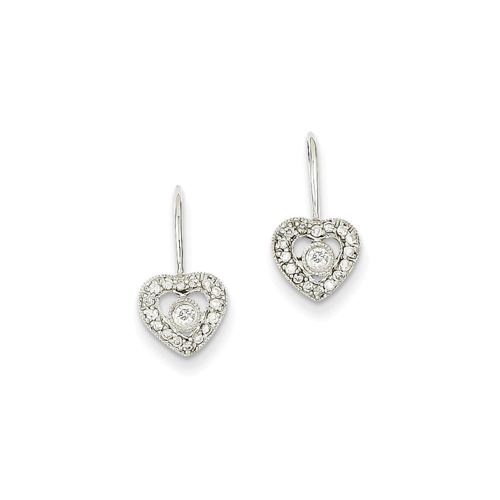 14K Weißgold Diamant-Herz-Ohrringe