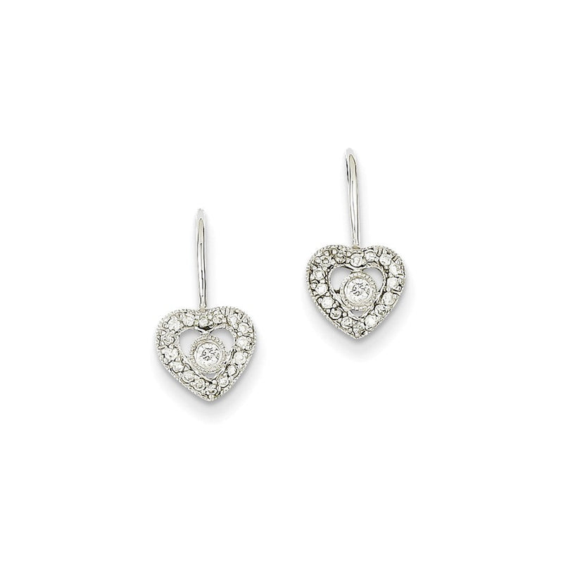 14K Weißgold Diamant-Herz-Ohrringe