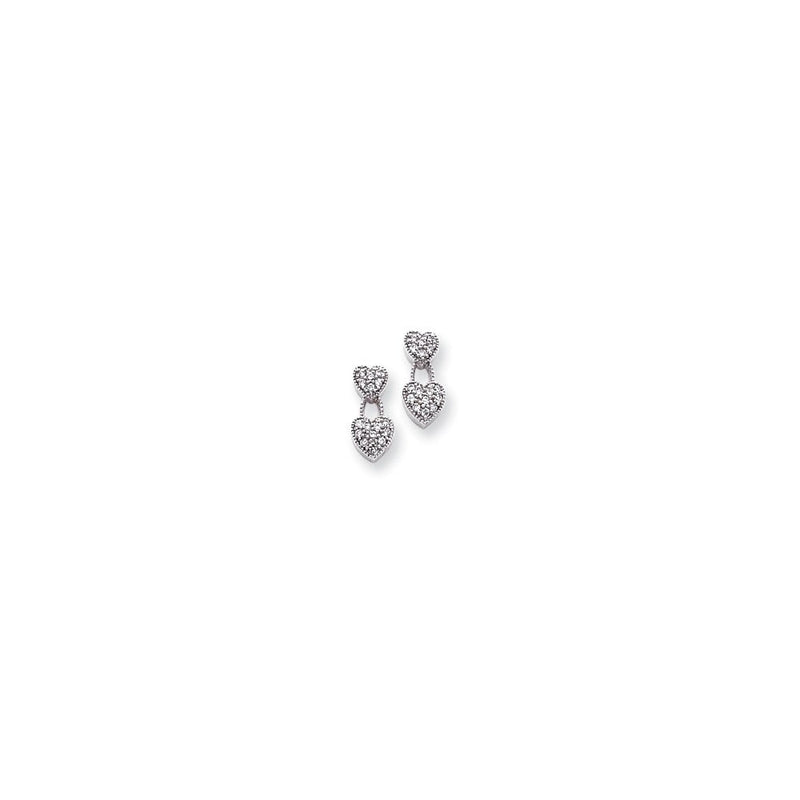 14K Weißgold Diamant-Herz-Ohrringe mit echten Diamanten
