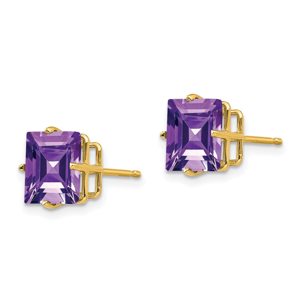14K Gelbgold Ohrringe mit Amethyst im Prinzessschliff, 8 mm