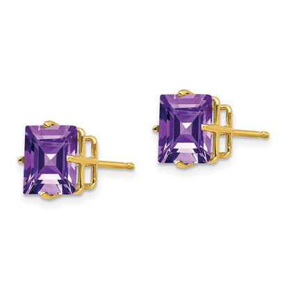 14K Gelbgold Ohrringe mit Amethyst im Prinzessschliff, 8 mm