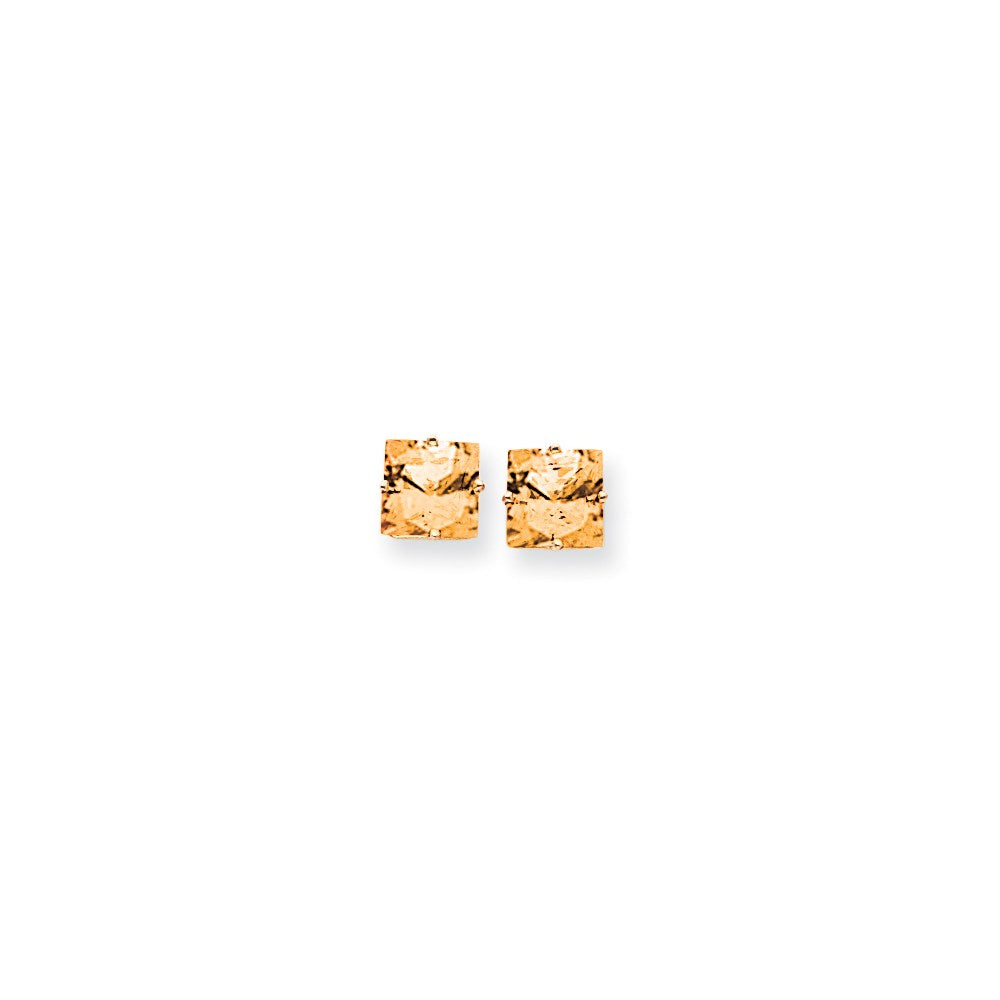14K Gelbgold Ohrringe mit 8 mm Citrin im Prinzessschliff