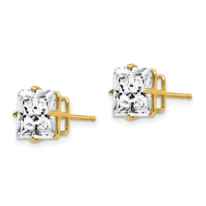 14K Gelbgold Ohrstecker mit Zirkonia im Prinzessschliff, 8 mm