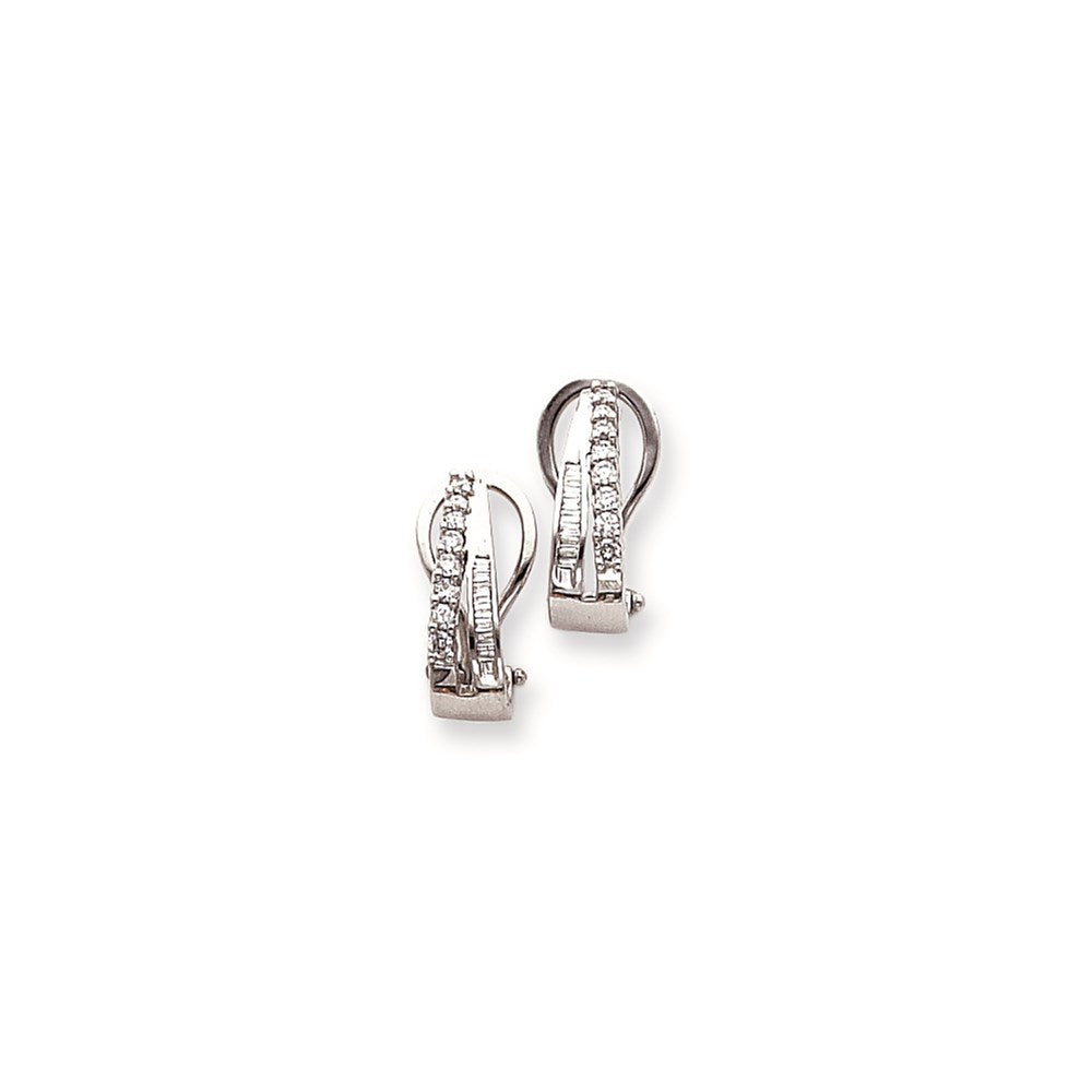 14K Weißgold Diamant-Ohrstecker mit Omega-Verschluss