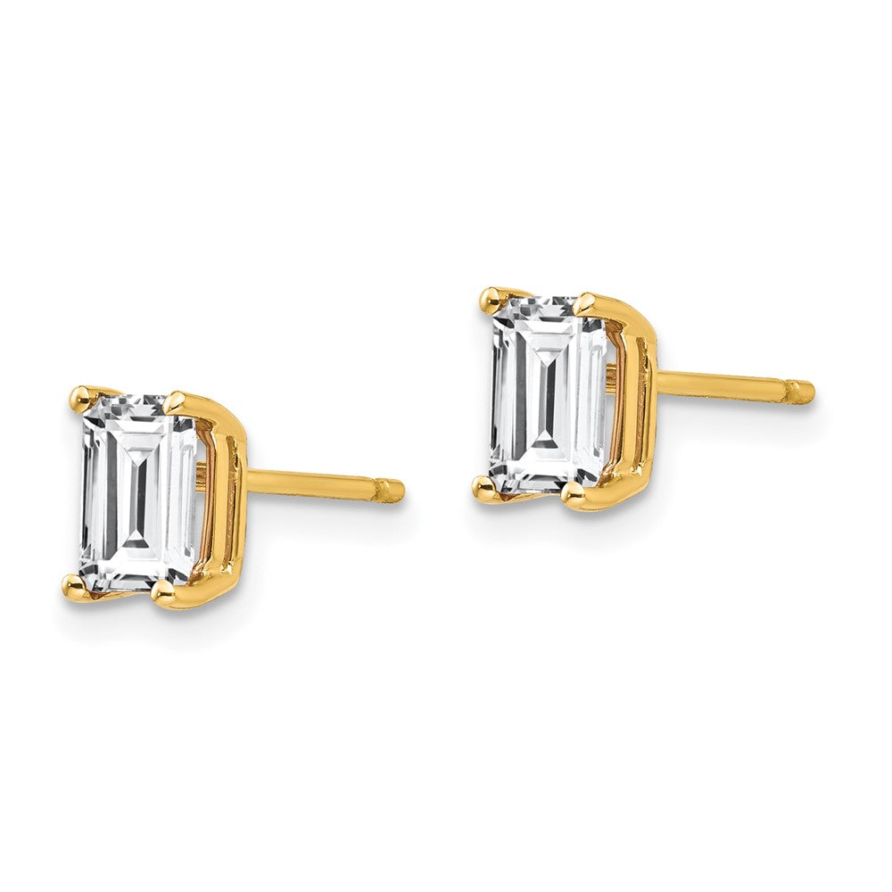 14K Gelbgold Ohrringe mit Zirkonia im Radiant-Schliff, 6 x 4 mm
