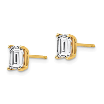 14K Gelbgold Ohrringe mit Zirkonia im Radiant-Schliff, 6 x 4 mm