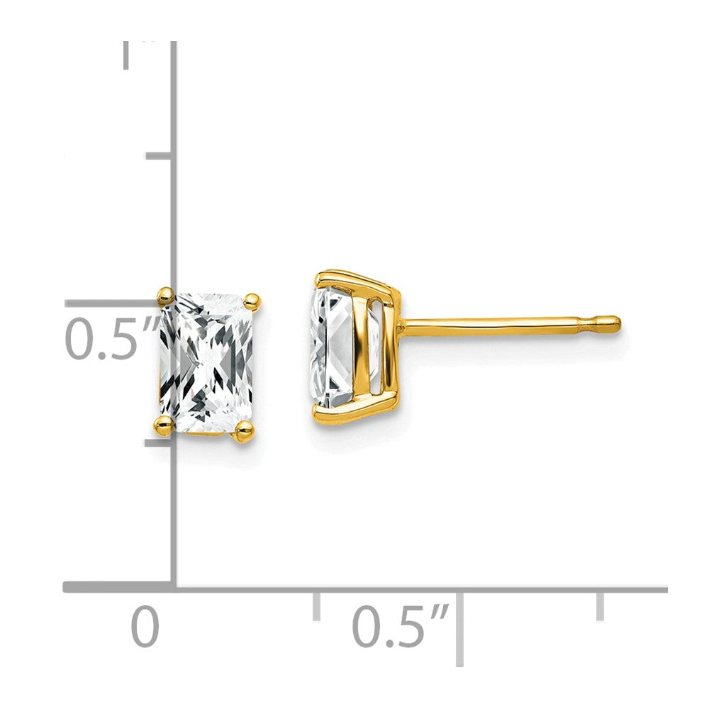14K Gelbgold Ohrringe mit Zirkonia im Radiant-Schliff, 6 x 4 mm