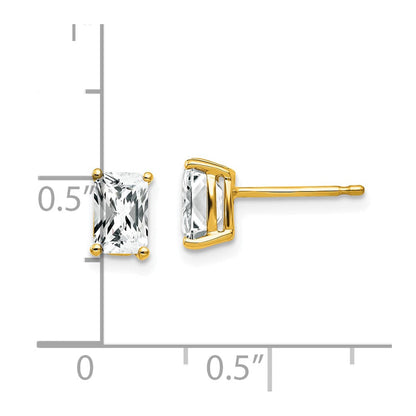 14K Gelbgold Ohrringe mit Zirkonia im Radiant-Schliff, 6 x 4 mm
