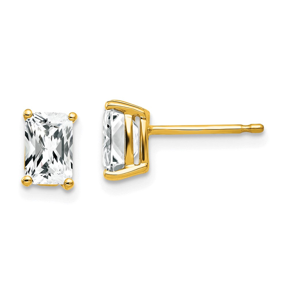 14K Gelbgold Ohrringe mit Zirkonia im Radiant-Schliff, 6 x 4 mm