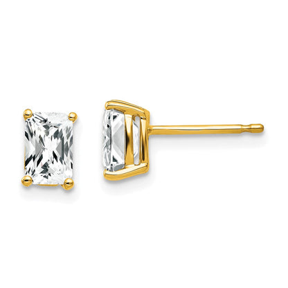 14K Gelbgold Ohrringe mit Zirkonia im Radiant-Schliff, 6 x 4 mm