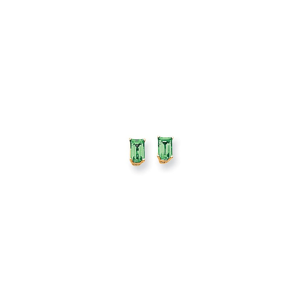 14K Gelbgold Ohrringe mit Smaragden im Emerald-Cut, 6 x 4 mm