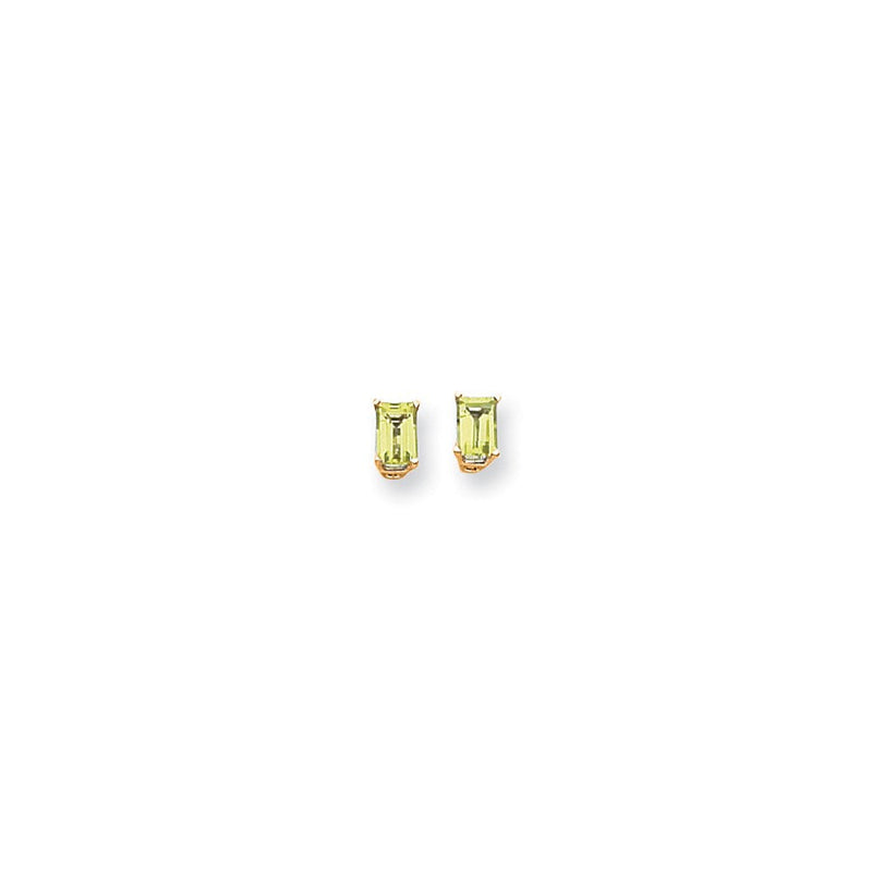 14K Gelbgold Ohrringe mit Peridot im Smaragdschliff, 6x4 mm