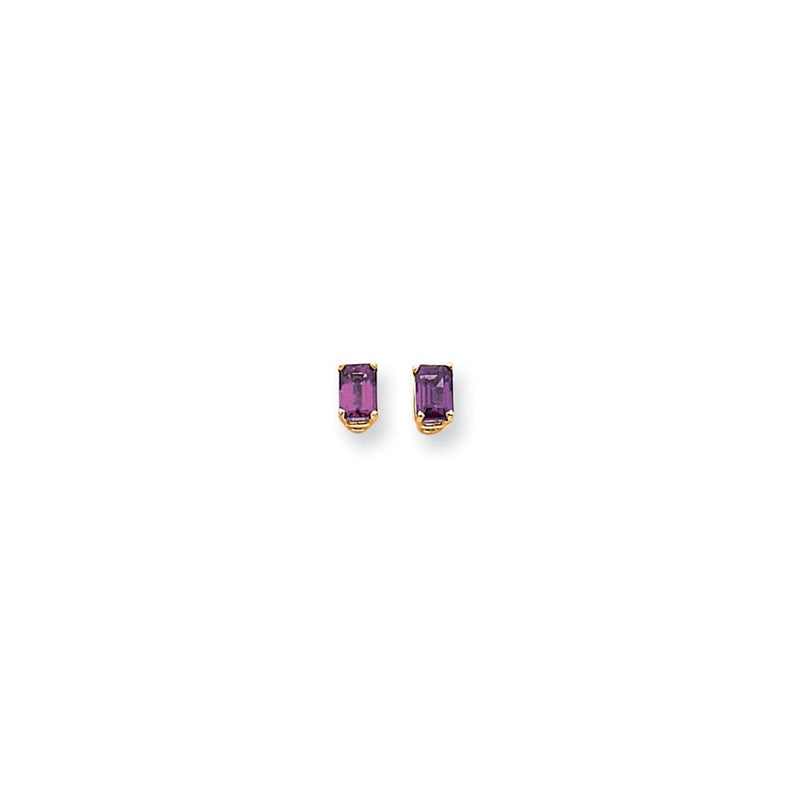 14K Gelbgold Ohrringe mit Rhodolith-Granat im Smaragdschliff, 6 x 4 mm