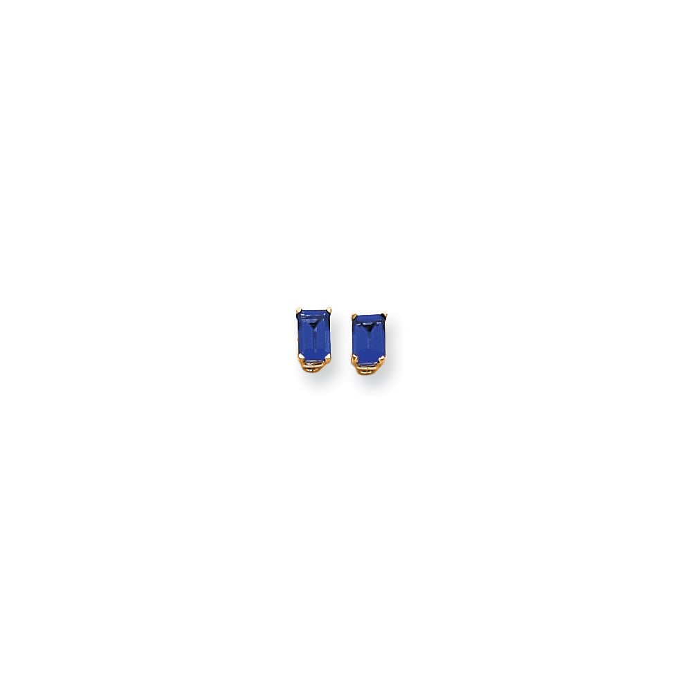 14K Gelbgold Ohrringe mit Saphir im Smaragdschliff, 6x4 mm