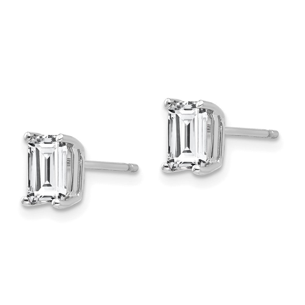 14K Weißgold Ohrringe mit 6 x 4 mm Zirkonia im Radiant-Schliff