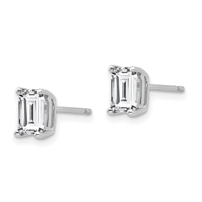 14K Weißgold Ohrringe mit 6 x 4 mm Zirkonia im Radiant-Schliff