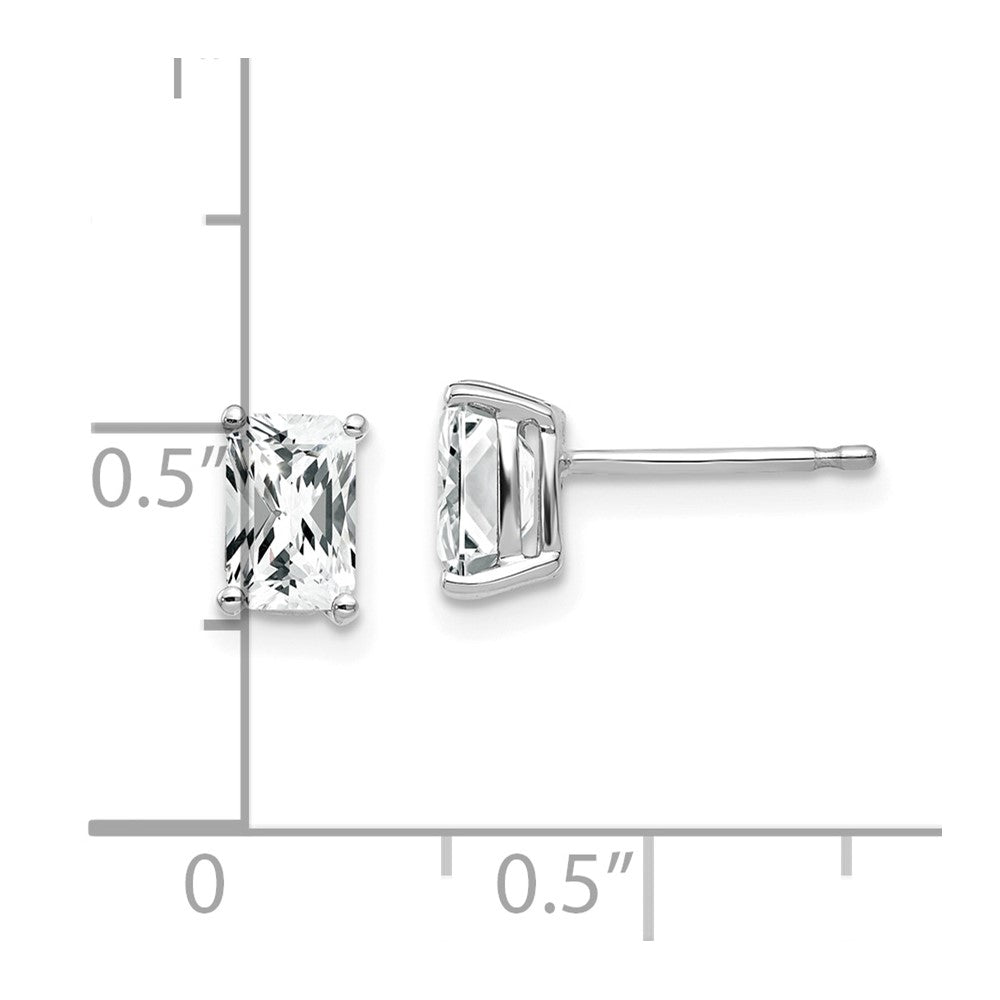 14K Weißgold Ohrringe mit 6 x 4 mm Zirkonia im Radiant-Schliff