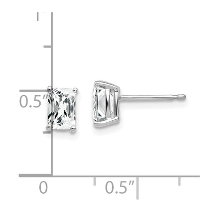 14K Weißgold Ohrringe mit 6 x 4 mm Zirkonia im Radiant-Schliff