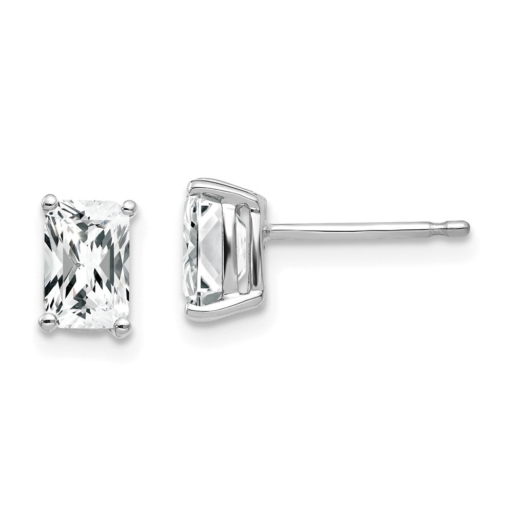 14K Weißgold Ohrringe mit 6 x 4 mm Zirkonia im Radiant-Schliff