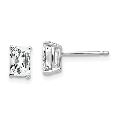 14K Weißgold Ohrringe mit 6 x 4 mm Zirkonia im Radiant-Schliff