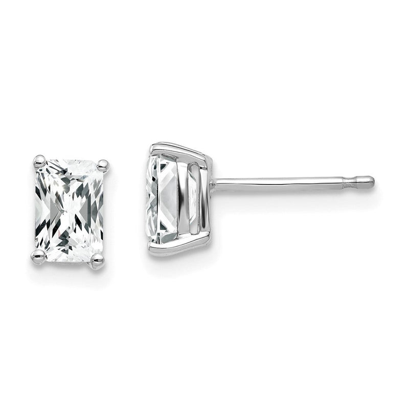 14K Weißgold Ohrringe mit 6 x 4 mm Zirkonia im Radiant-Schliff