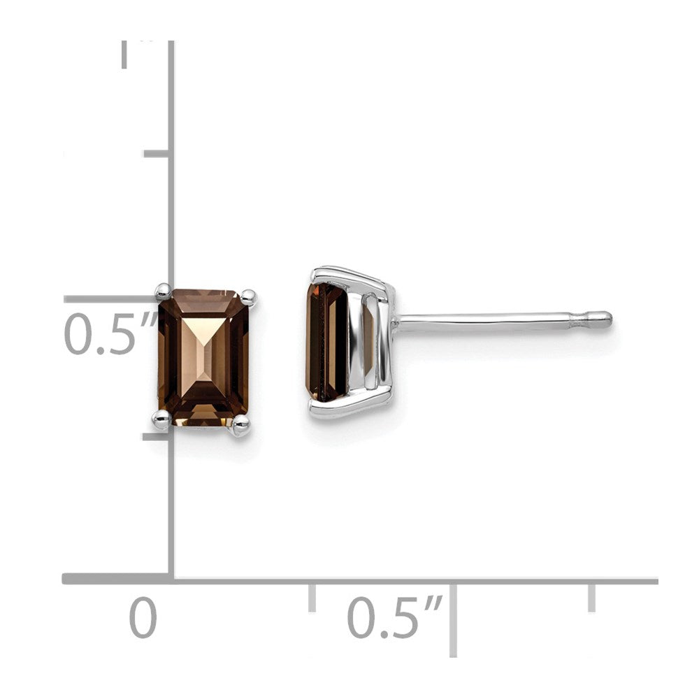 14K Weißgold Ohrringe mit 6x4 mm Smaragden aus rauchgelbem Quarz