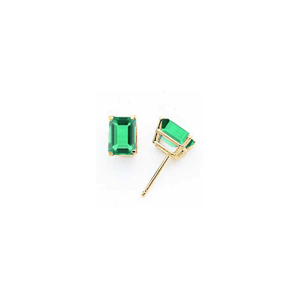 14K Gelbgold Ohrringe mit 7x5mm Smaragdschliff Mount-St.-Helens-Stein