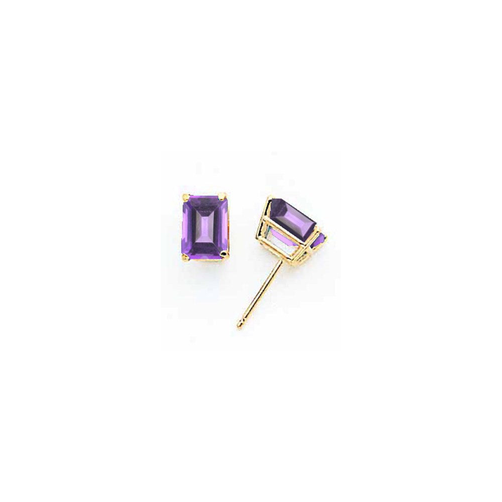 14K Weißgold Ohrringe mit Tsavorit im Smaragdschliff, 7 x 5 mm