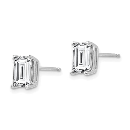 14K Weißgold Ohrringe mit Radiant-Schliff Zirkonia, 7 x 5 mm