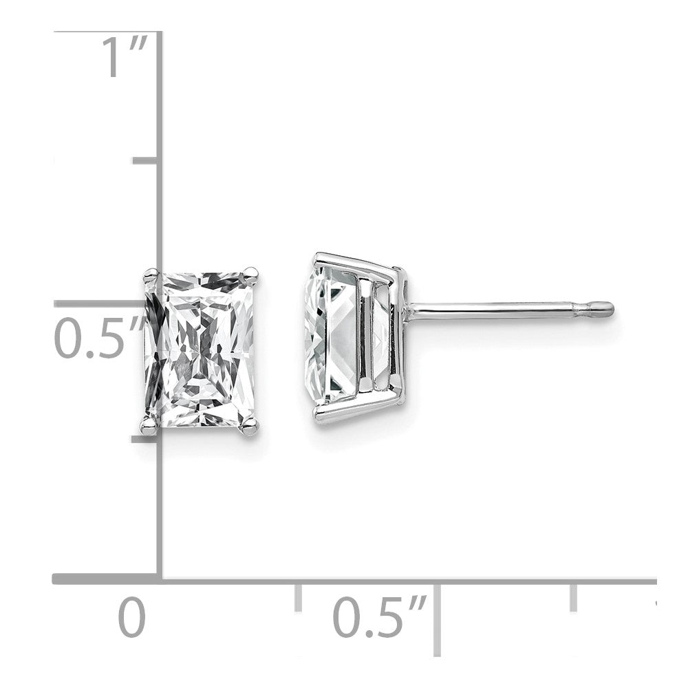 14K Weißgold Ohrringe mit Radiant-Schliff Zirkonia, 7 x 5 mm