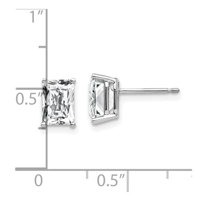 14K Weißgold Ohrringe mit Radiant-Schliff Zirkonia, 7 x 5 mm